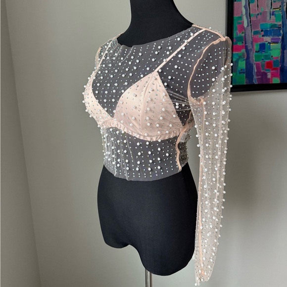 Windsor Pearl Sequin Mesh Top - Picture 3 of 10